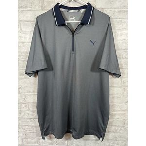 Men's PUMA Honeycomb Gray Blue Golf Polo Shirt Size XL